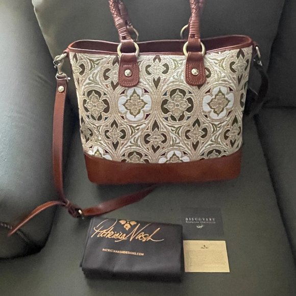 PATRICIA NASH Lesina LEATHER and Tapestry Tote - Picture 4 of 16